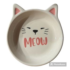 Ceramic Cat Food Dish Meow